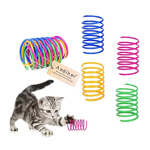 Andiker Interactive Cat Spiral Creative Spring Toy to Kill Time and Keep Fit Sturdy and Heavy Plastic for Swatting Biting Hunting Kitten Toys Colorful 12 pcs - Image 1