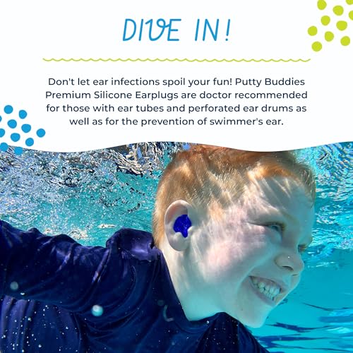 Putty Buddies Earvolution Original Putty Buddies Ear Plugs for Swimming - Invented by an Ear Physician - Moldable, Premium Silicone Ear Plugs - One Size - Waterproof - Made in The USA - 3 Pack - Red/Blue/Yellow - Image 5