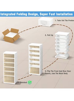 Bukela 6-Layer Shoe Box Foldable Storage Box Installation-Free Transparent Plastic Stackable Dust-Proof Shoe Cabinet With Lid 105x44x35 CM White  - Image 3