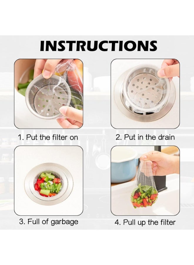 300 PCS Kitchen Sink Strainer Mesh Bag, Small Disposable Mesh Sink Strainer Bags and PP Extraction Box, Fit All Drain Sinks for Kitchen, Bath, Tub, Anti-Clogging - Image 3