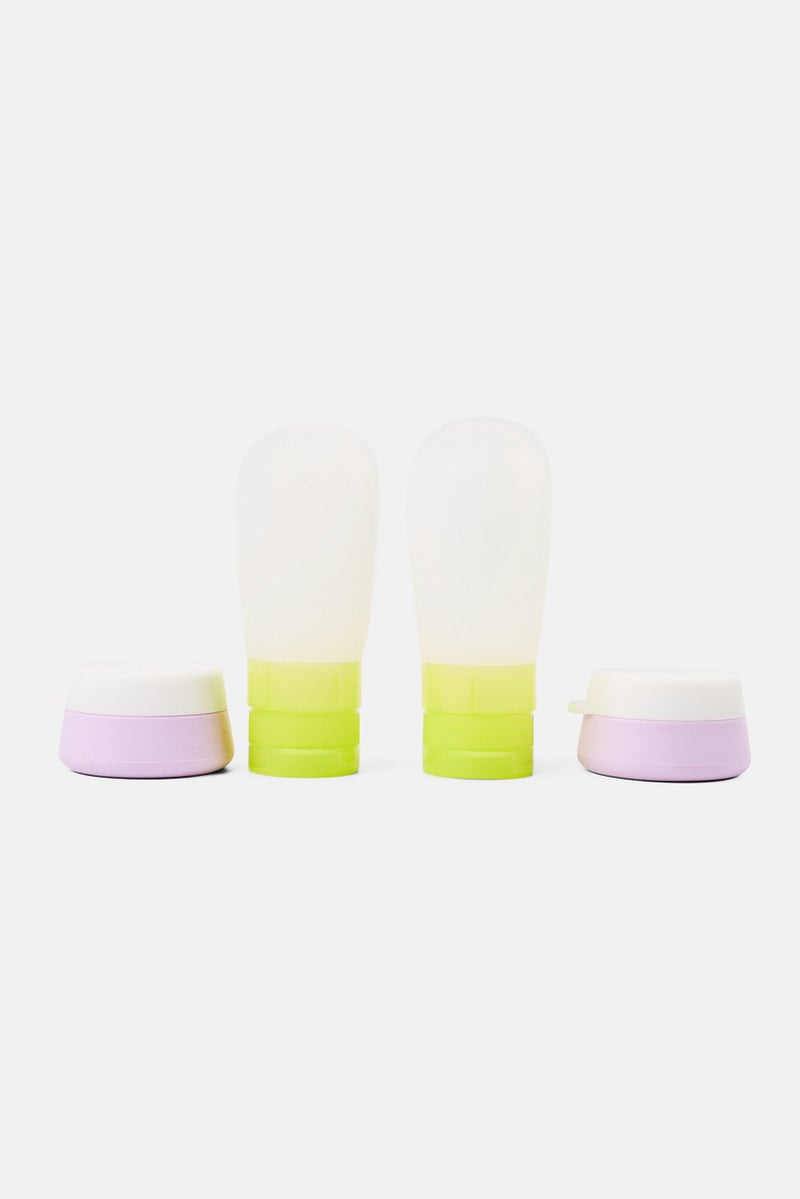 Miamica 4 Pieces Silicone Travel Bottle And Jar Set, White Combo - Image 1