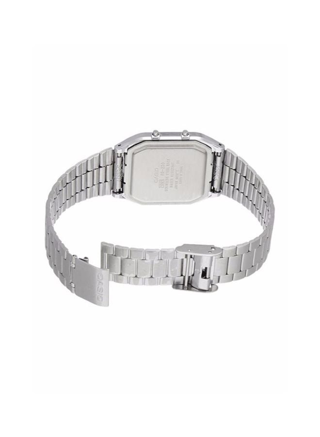 كاسيو ساعة يد رقمية بعقارب بسوار من الإستانلس ستيل طراز AQ-230A-1DMQ (سي ان) - 30 ملم - فضي رجال - Image 4