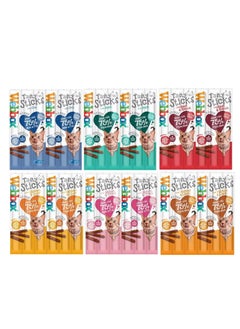 Webbox 6 PACK MIXED CAT STICKS CAT KITTEN MEATY STICK TREAT COD DUCK BEEF CHICKEN TURKEY SALMON  - Image 1