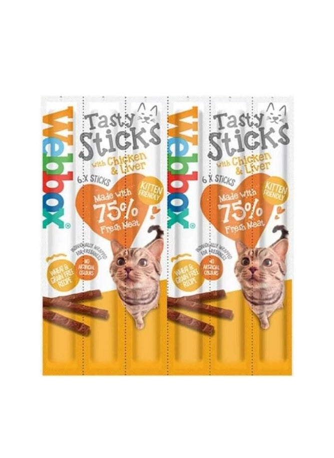 Webbox 6 PACK MIXED CAT STICKS CAT KITTEN MEATY STICK TREAT COD DUCK BEEF CHICKEN TURKEY SALMON  - Image 3