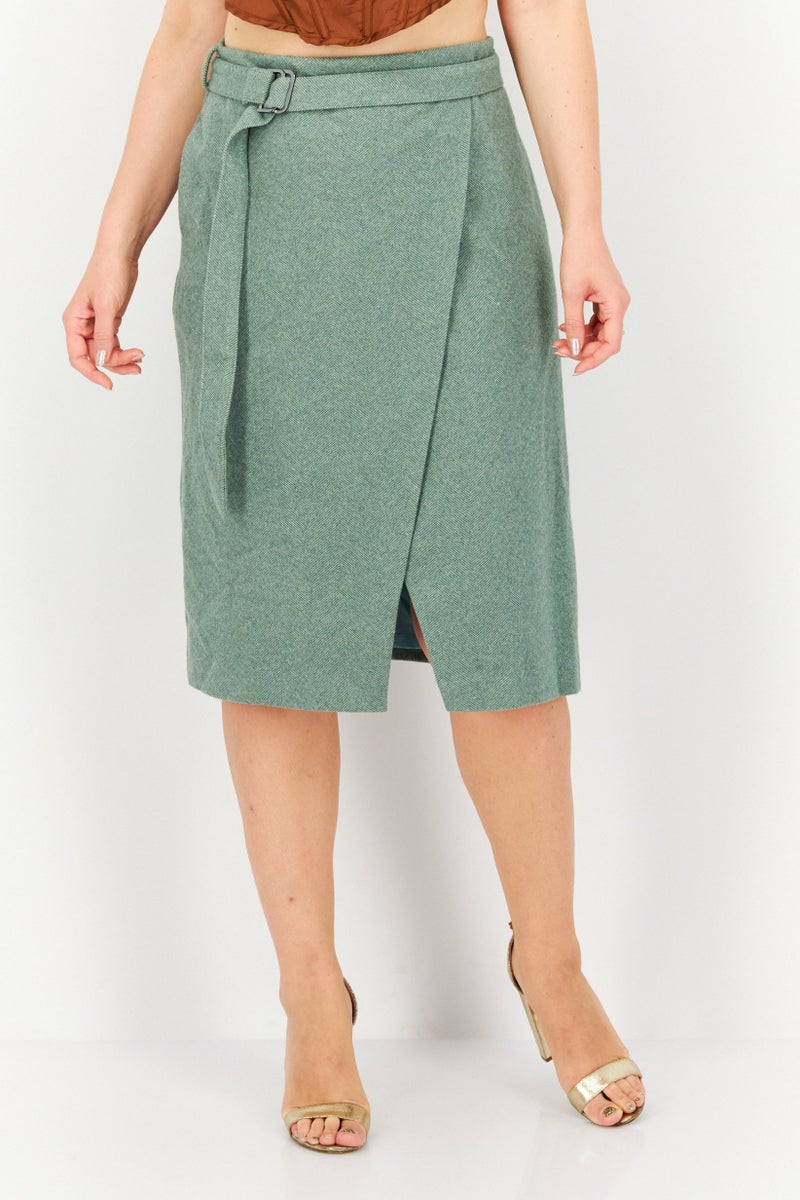 Alfani Women Herringbone Pattern Midi Skirt, Sage - Image 1