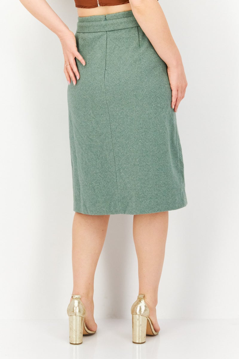 Alfani Women Herringbone Pattern Midi Skirt, Sage - Image 3