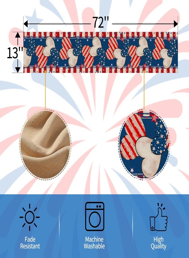 Oeyliz 4th of July Decorations Table Runner Memorial Day Table Runner Fourth of July Decorations Independence Day Decor Heart Pattern Patriotic Decor 13x72 Inches Home Party Decor - Image 4