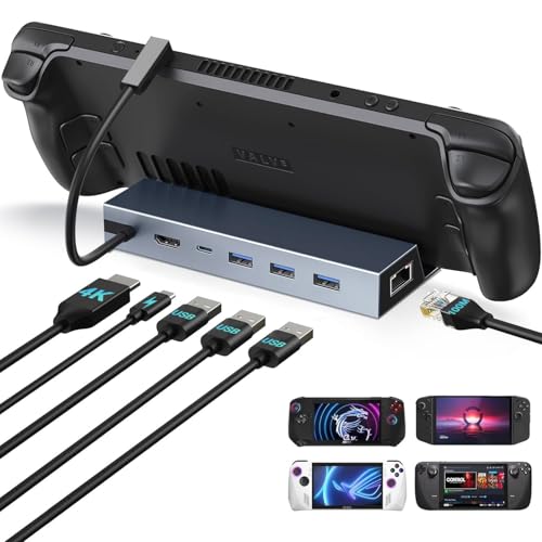 vienon Steam Deck Dock, Docking Station for Steam Deck/ROG Ally/Legion Go/MSI Claw/Nitro Deck/Steam Deck OLED, 6-in-1 USB C Dock with HDMI 4K UHD, 100Mbps RJ45 Ethernet, 3 USB 2.0 and PD 100W Charging - Image 1