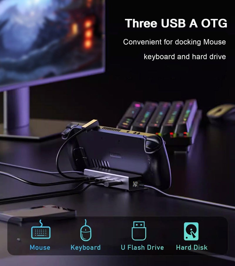 vienon Steam Deck Dock, Docking Station for Steam Deck/ROG Ally/Legion Go/MSI Claw/Nitro Deck/Steam Deck OLED, 6-in-1 USB C Dock with HDMI 4K UHD, 100Mbps RJ45 Ethernet, 3 USB 2.0 and PD 100W Charging - Image 5