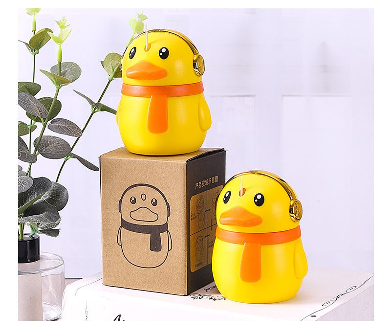 Plato Creative Cartoon Toothpick Box Household Living Room Automatic Pop-up Toothpick Cans Toothpick Bottle Yellow Duck Press Toothpick Cans - Image 1