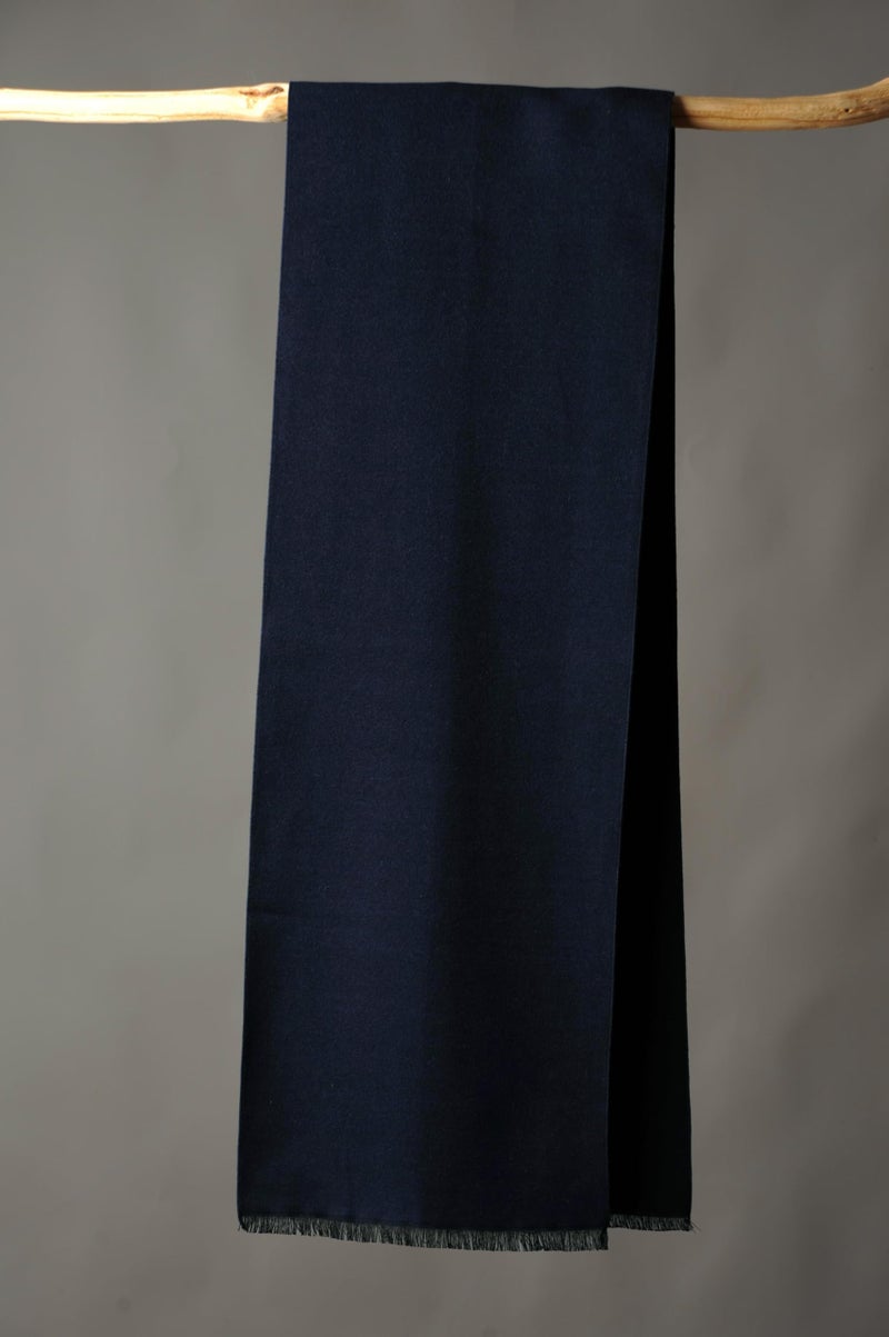 CUDDLE DREAMS Men's Silk Scarves for Winter, 100% Mulberry Silk Brushed, Luxuriously Soft & Warm (Solid Navy) - Image 3