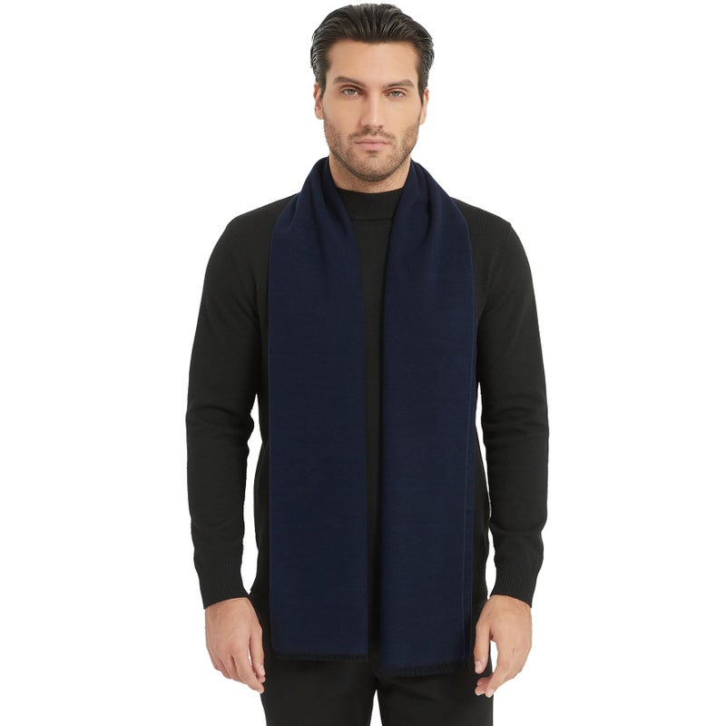 CUDDLE DREAMS Men's Silk Scarves for Winter, 100% Mulberry Silk Brushed, Luxuriously Soft & Warm (Solid Navy) - Image 2