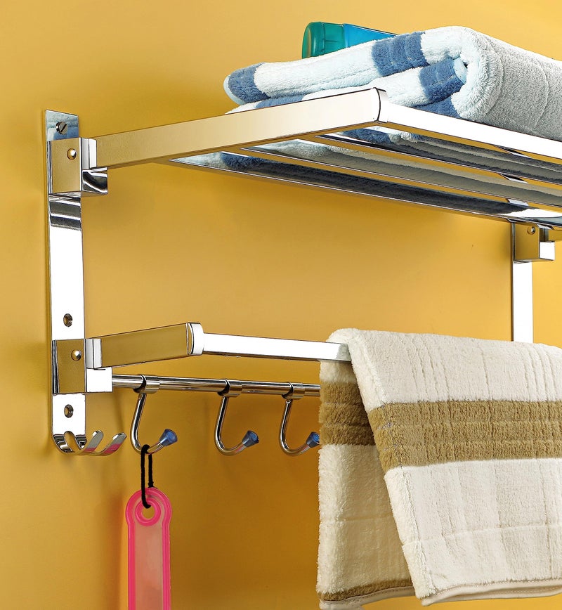 iSTAR Stainless Steel 24 Inch Long Heavy Double Folding Towel Rack for Bathroom/Towel Stand/Hanger/Rod/Towel Stand/Bathroom Accessories - Image 2