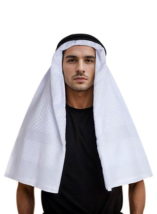 وهاواي Head Wrap Scarf Arabic Turban Tactical Desert Neck Headwear Wrap for Men Women, White 140X140cm - Image 2