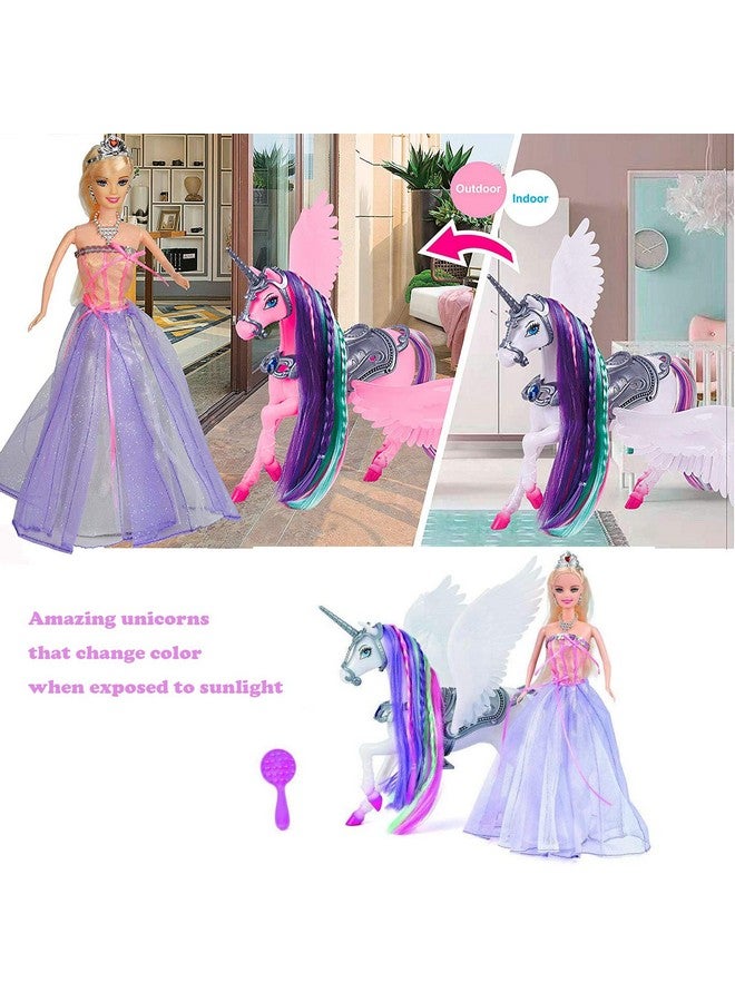 Bettina Color Change Unicorn And Fairy Tale Princess Doll, W/ Mane Brush, Girls' Unicorn Doll Toys Gifts, Presents For Girl Kids Aged 3+ (Color Changing White Unicorn) - Image 2