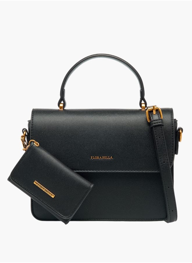 Flora Bella By Shoexpress Women Solid Satchel Bag with Detachable Strap and Wallet  - Image 1