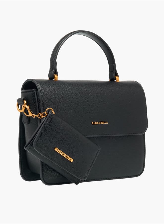 Flora Bella By Shoexpress Women Solid Satchel Bag with Detachable Strap and Wallet  - Image 4
