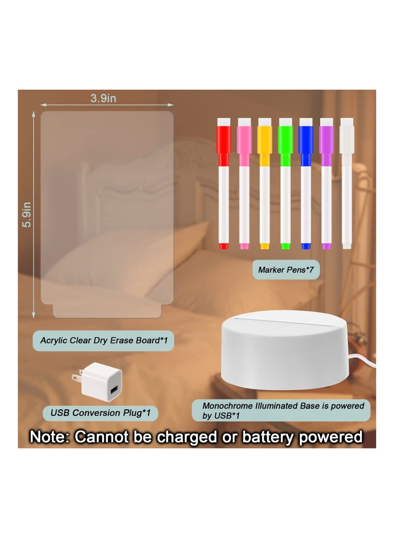 LED Writing Message Board, Neon Glow Drawing Board, 6×4 inch Glowing Acrylic Message Board Desktop Memo Clear Erase Board Notepad LED Note Boards with 7 Markers - Image 3