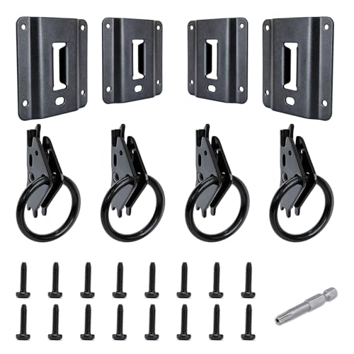 Morkot 4 Pack Truck Bed Tie Down Anchor Boxlink E Port Bracket Plates Compatible with Ford Raptor 2015-2025 F150 / F250 / F350 Super Duty, Fit for E Track Accessories - with Black O Ring - Image 1