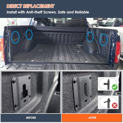 Morkot 4 Pack Truck Bed Tie Down Anchor Boxlink E Port Bracket Plates Compatible with Ford Raptor 2015-2025 F150 / F250 / F350 Super Duty, Fit for E Track Accessories - with Black O Ring - Image 3