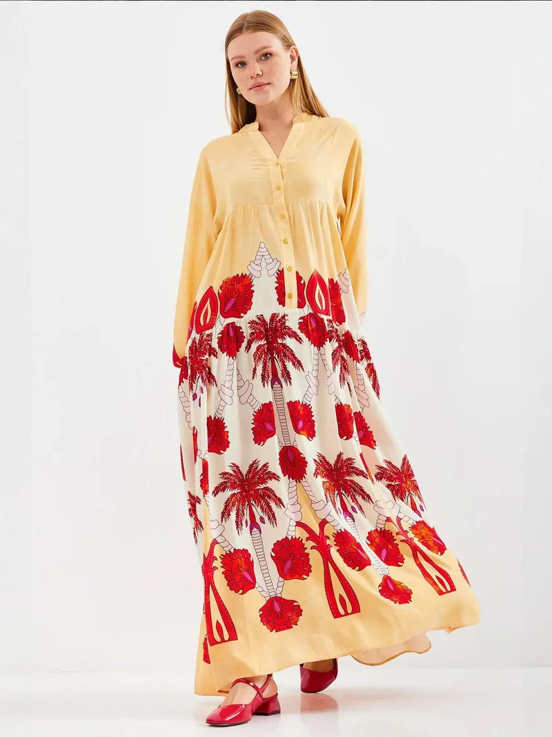 Big Dart Multicolor BDART Printed V-Neck Maxi Dress for Women | Best Price UAE