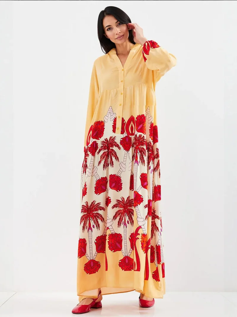 Big Dart Multicolor BDART Printed V-Neck Maxi Dress for Women | Best Price UAE