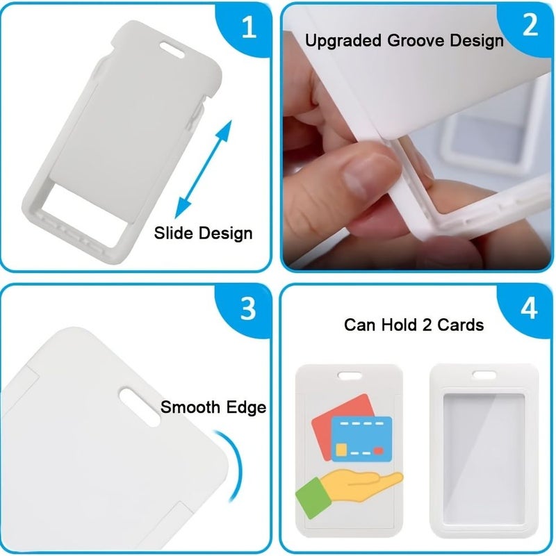 White Retractable ID Badge Holder with Clear Double Sided Window - Image 5