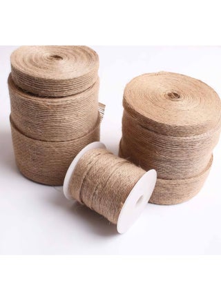 4 Rolls Burlap Ribbon Roll Jute Fabric Ribbon Thin Natural Ribbon for Crafts, Gift Wrapping, Christmas, Wedding, Party, Wreaths, Bows, DIY, Decoration 2cm*10m Long Each Roll - view 4
