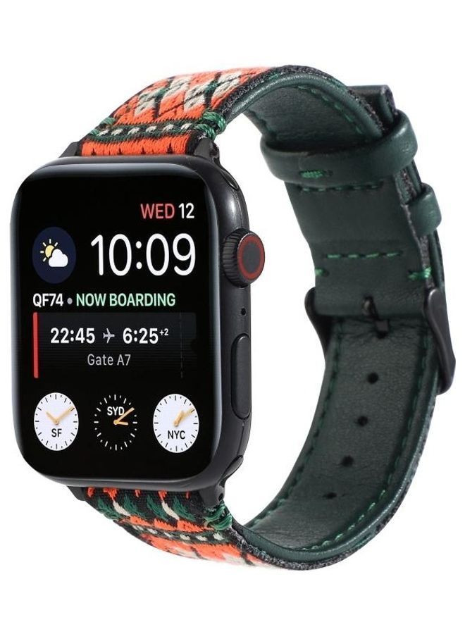 نيبمينينت سوار ساعة بديل بتصميم عرقي لسلسلة ساعات أبل 1/2/3/4/5/6/7/SE 42/44/45 مم أخضر داكن - Image 3