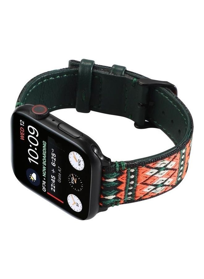 نيبمينينت سوار ساعة بديل بتصميم عرقي لسلسلة ساعات أبل 1/2/3/4/5/6/7/SE 42/44/45 مم أخضر داكن - Image 4