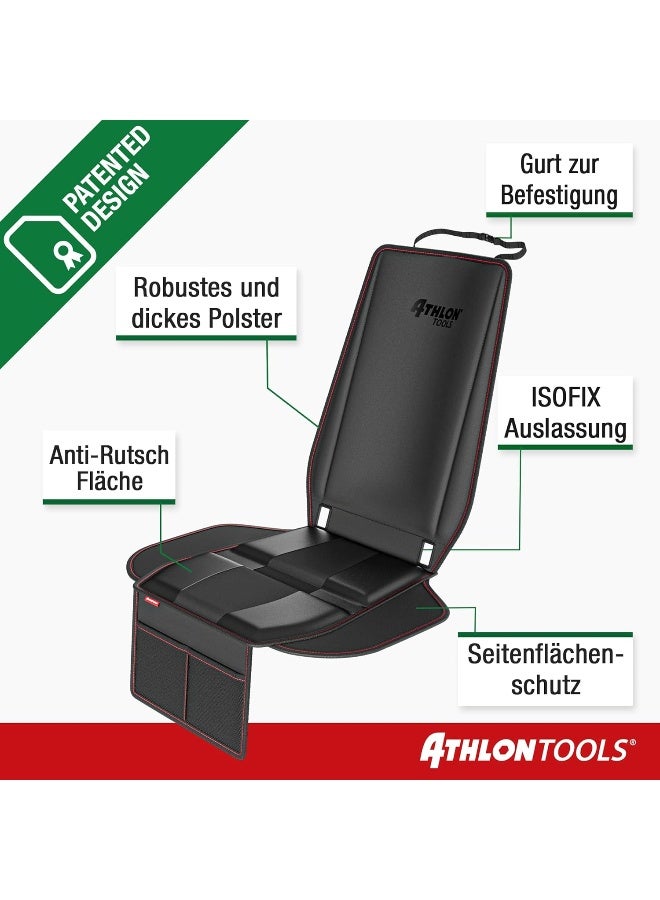 ATHLON TOOLS Child Seat Pad, Car Seat Protector Padded with Seat Protector, Isofix Suitable and Non-Slip (Black/Red) - Image 4