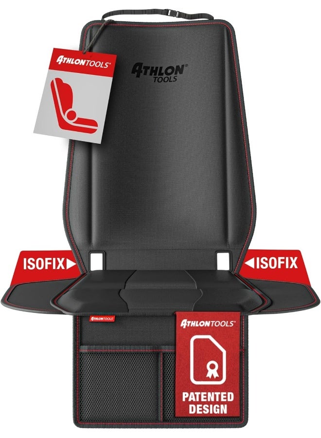 ATHLON TOOLS Child Seat Pad, Car Seat Protector Padded with Seat Protector, Isofix Suitable and Non-Slip (Black/Red) - Image 1
