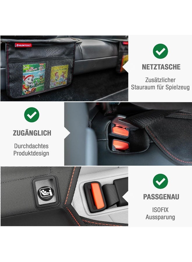 ATHLON TOOLS Child Seat Pad, Car Seat Protector Padded with Seat Protector, Isofix Suitable and Non-Slip (Black/Red) - Image 3
