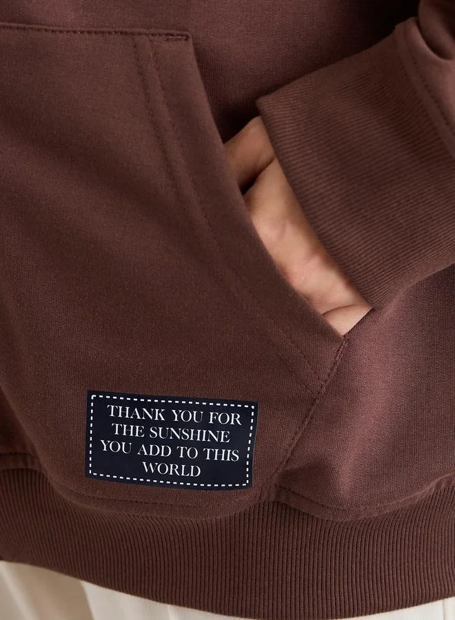 Styli Oversized Zip Through Hoodie with Badge Detail
