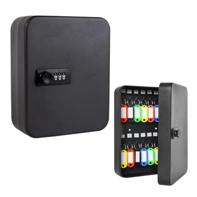 Steel Key Box, Key Cabinet Wall Mount with Code and Key Tags, Keys Storage Lock Box for Indoor Outdoor-28 Keys Capacity - Image 1