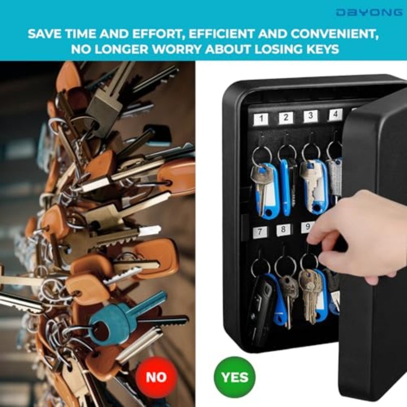 Steel Key Box, Key Cabinet Wall Mount with Code and Key Tags, Keys Storage Lock Box for Indoor Outdoor-28 Keys Capacity - Image 4