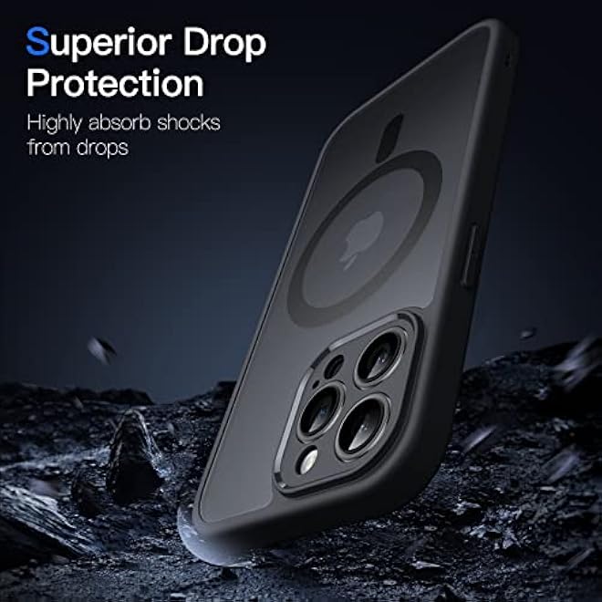 JETech Magnetic Case for iPhone 13 Pro Max 67Inch Compatible with MagSafe Translucent Matte Back Camera Lens Full Protection Slim Shockproof Phone Cover Black - Image 5