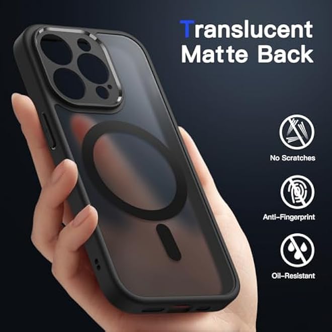 JETech Magnetic Case for iPhone 13 Pro Max 67Inch Compatible with MagSafe Translucent Matte Back Camera Lens Full Protection Slim Shockproof Phone Cover Black - Image 4