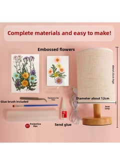 Generic Handmade Embossed Table Lamp Diy Production Material Package Non-heritage March 8th Women's Day Salon Flower Lamp Dried Flower Night Light-Colour:Butterfly Cuban Table Lamp + [unicorn] Material Pack  - Image 4