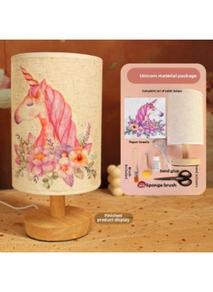 Generic Handmade Embossed Table Lamp Diy Production Material Package Non-heritage March 8th Women's Day Salon Flower Lamp Dried Flower Night Light-Colour:Butterfly Cuban Table Lamp + [unicorn] Material Pack  - Image 1