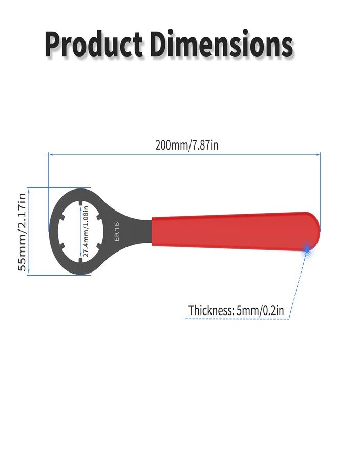 FOCMKEAS O Type Spanner,ER16 Wrench for ER16 Collet Chuck Clamping Nut with Red Non-slip Handle,cnc er wrench - Image 2