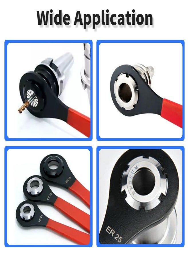 FOCMKEAS O Type Spanner,ER16 Wrench for ER16 Collet Chuck Clamping Nut with Red Non-slip Handle,cnc er wrench - Image 5