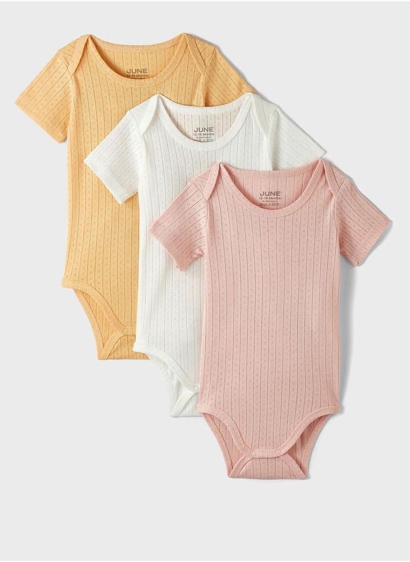 JUNE Kids 3 Pack Openwork Onesies  - Image 1