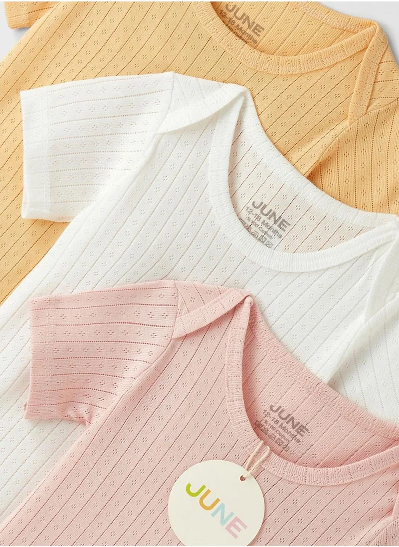 JUNE Kids 3 Pack Openwork Onesies