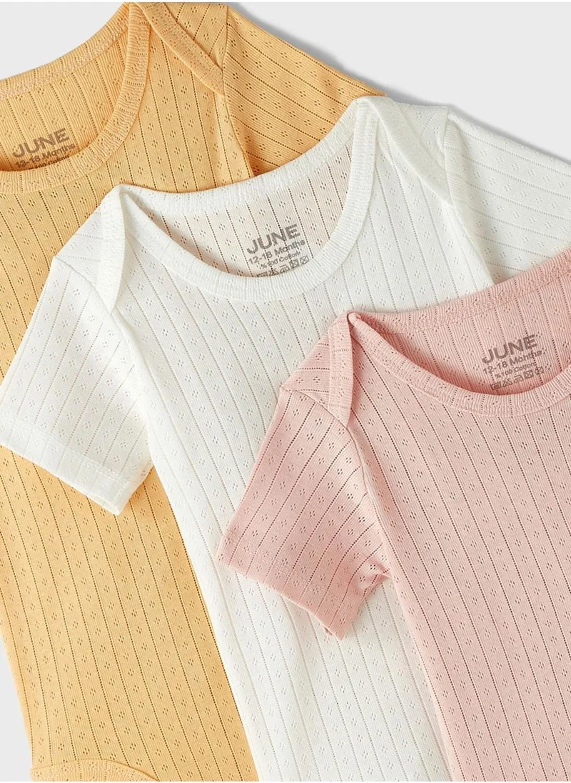 JUNE Kids 3 Pack Openwork Onesies