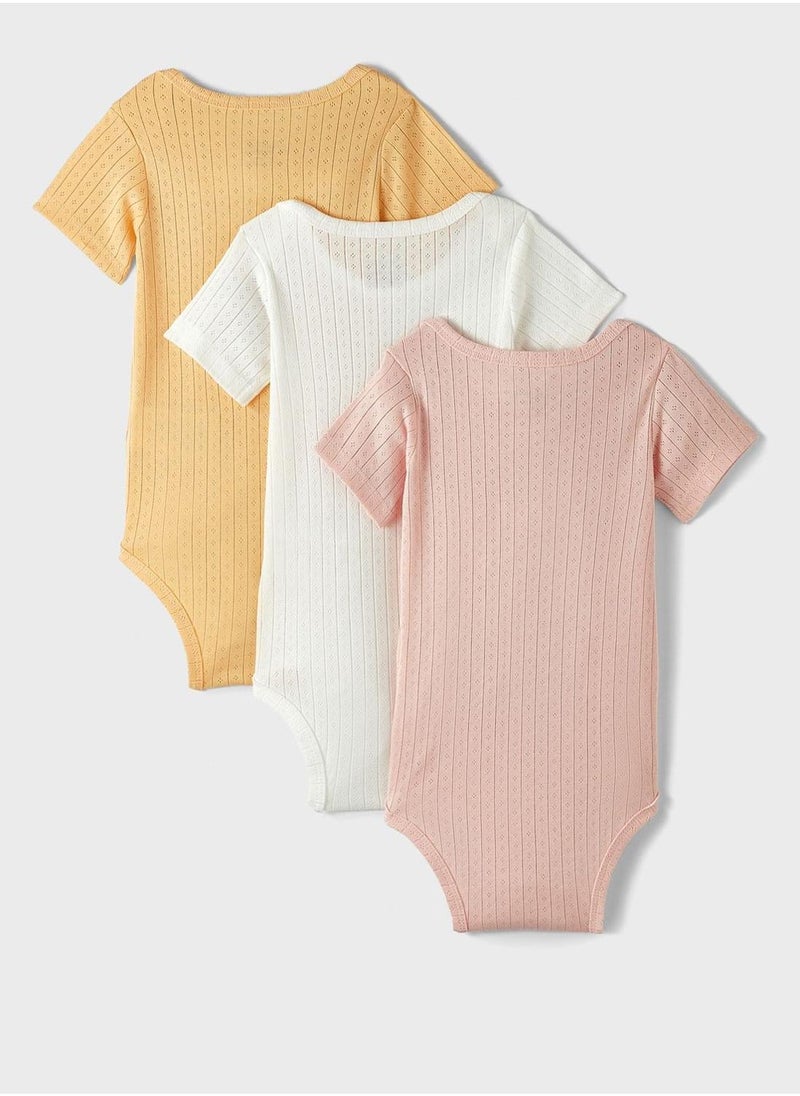 JUNE Kids 3 Pack Openwork Onesies  - Image 2