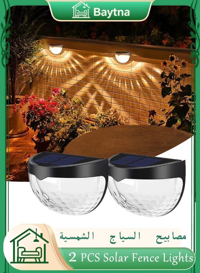 Baytna 2-Pack Solar Fence Lights (92mm x 63mm), IP65 Waterproof Outdoor LED Deck/Step/Stair Lights, Auto On/Off Warm White Solar Spot Lights for Garden, Porch, Path & Patio (Black) - Image 1