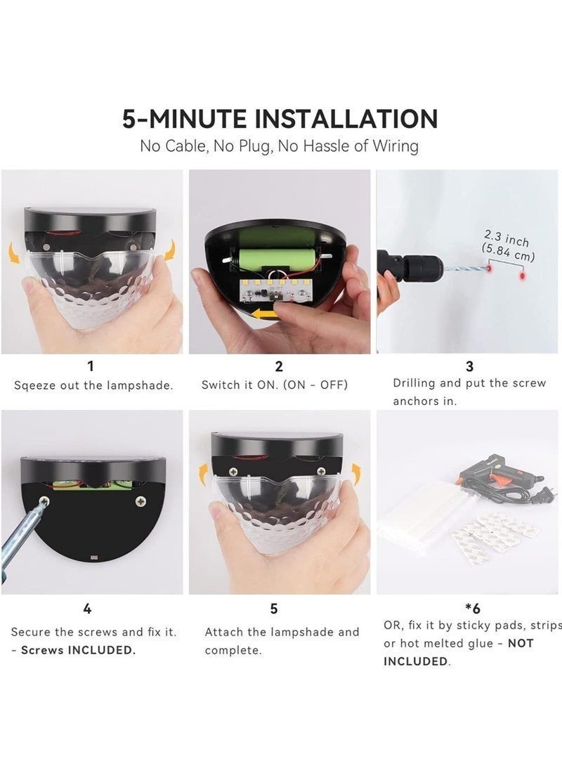 Baytna 2-Pack Solar Fence Lights (92mm x 63mm), IP65 Waterproof Outdoor LED Deck/Step/Stair Lights, Auto On/Off Warm White Solar Spot Lights for Garden, Porch, Path & Patio (Black) - Image 3