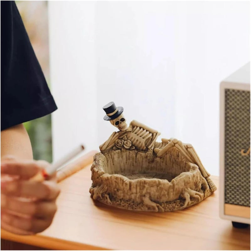 Creative And Fashionable Skull Ashtray - Sleeping Posture Design For Home, Bar, KTV, And Halloween Decor - Image 4