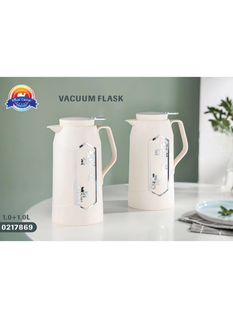 Royal Camel 2 Piece Thermos Set 1L + 1L Beige+Silver